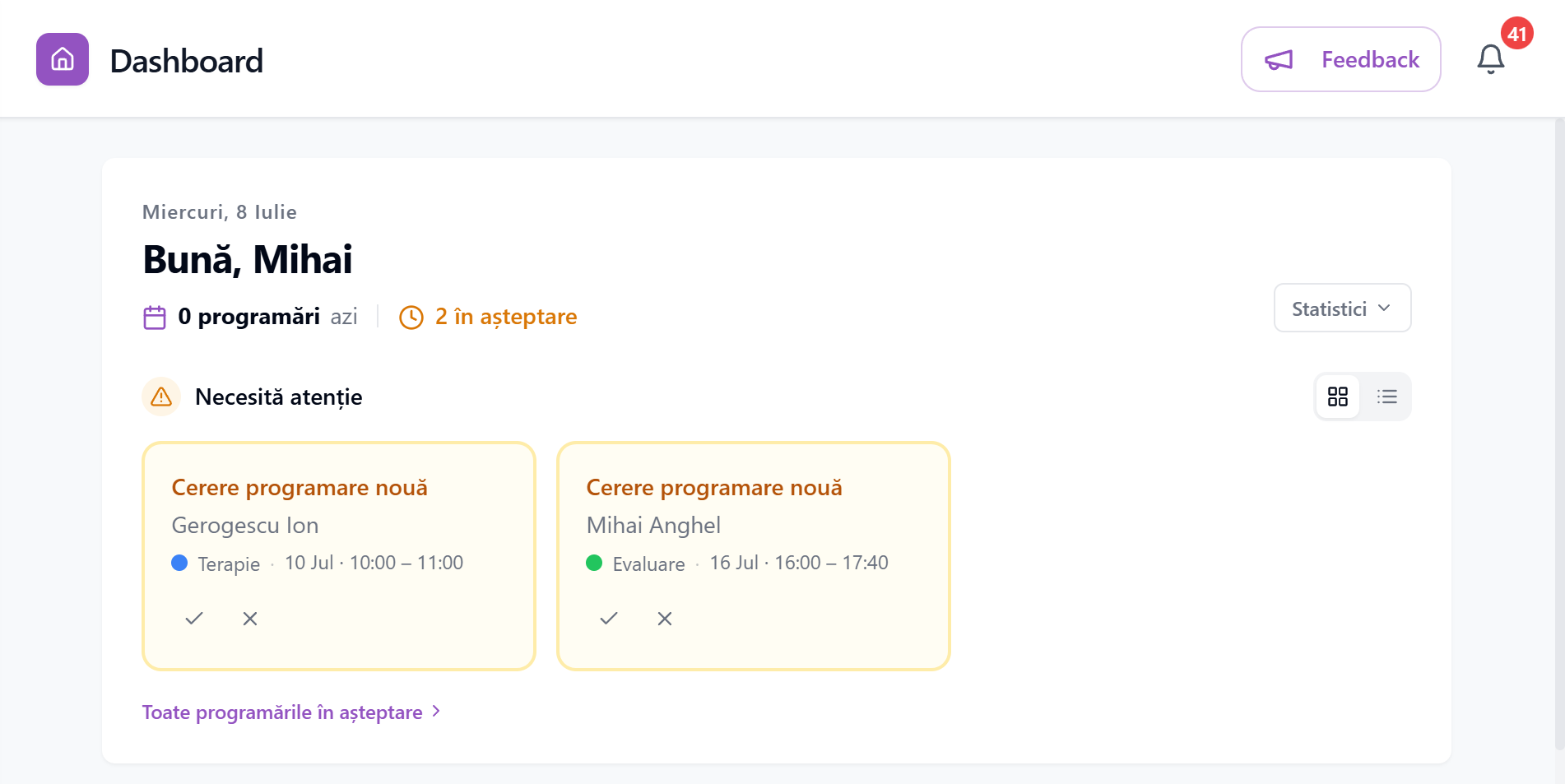 Programare cu status În Așteptare în FluentLoop